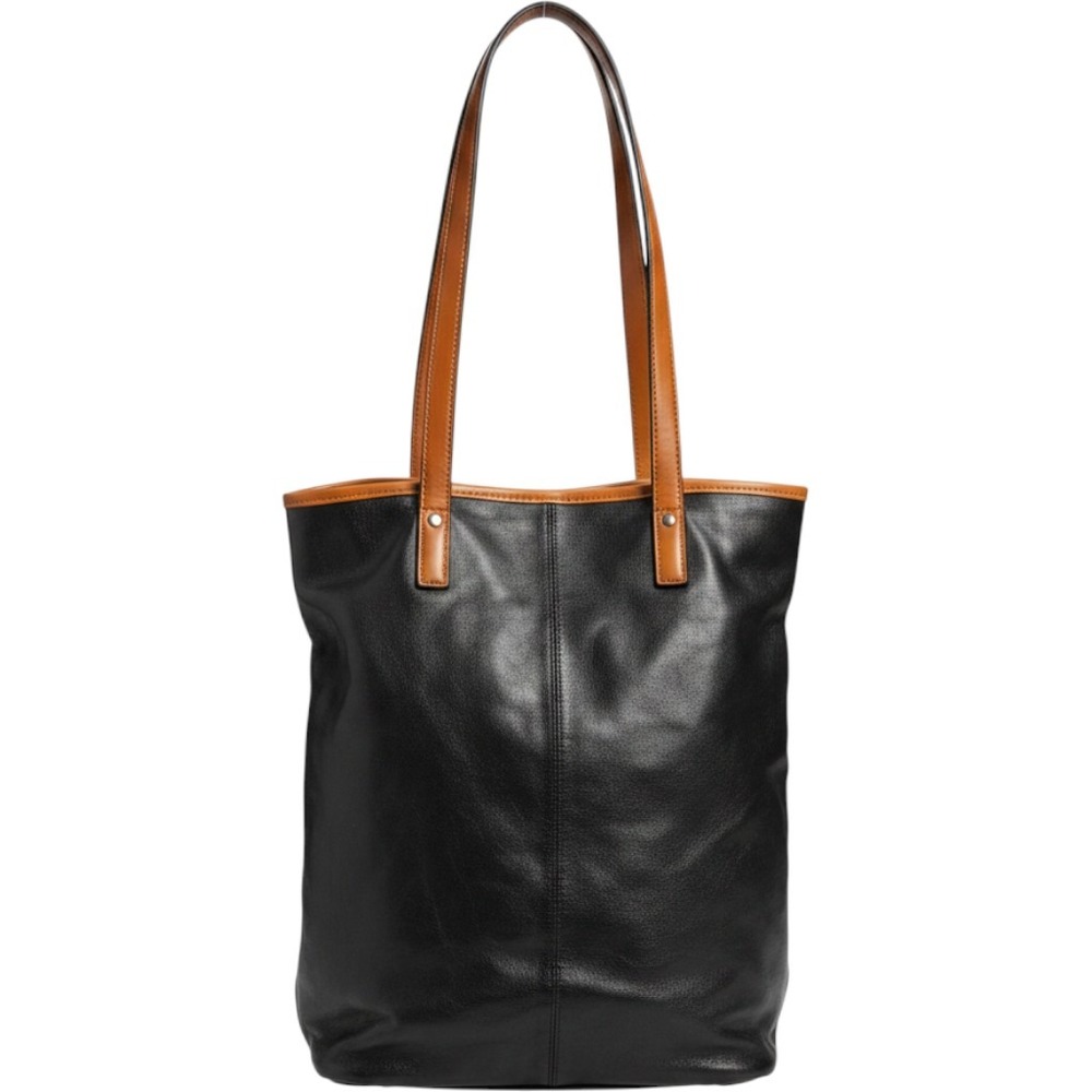 Vintage Esprit Black and Tan Tall Tote Bag Shopper Shoulder Bag